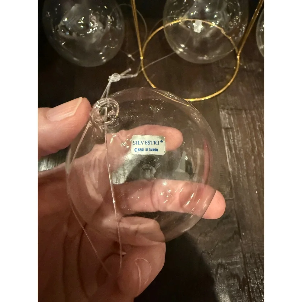 Silvestri 3in Glass Christmas Holiday Ornaments Clear Hand Blown Set of 5